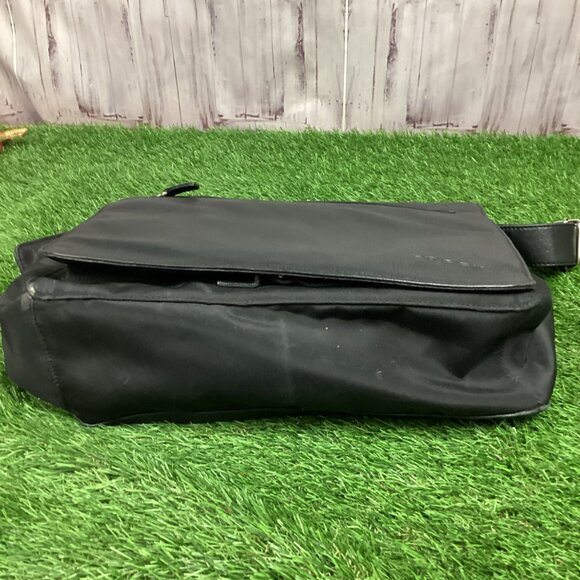 Vintage Fossil Classic Black Leather Briefcase Messanger Bag - Picture 9 of 16